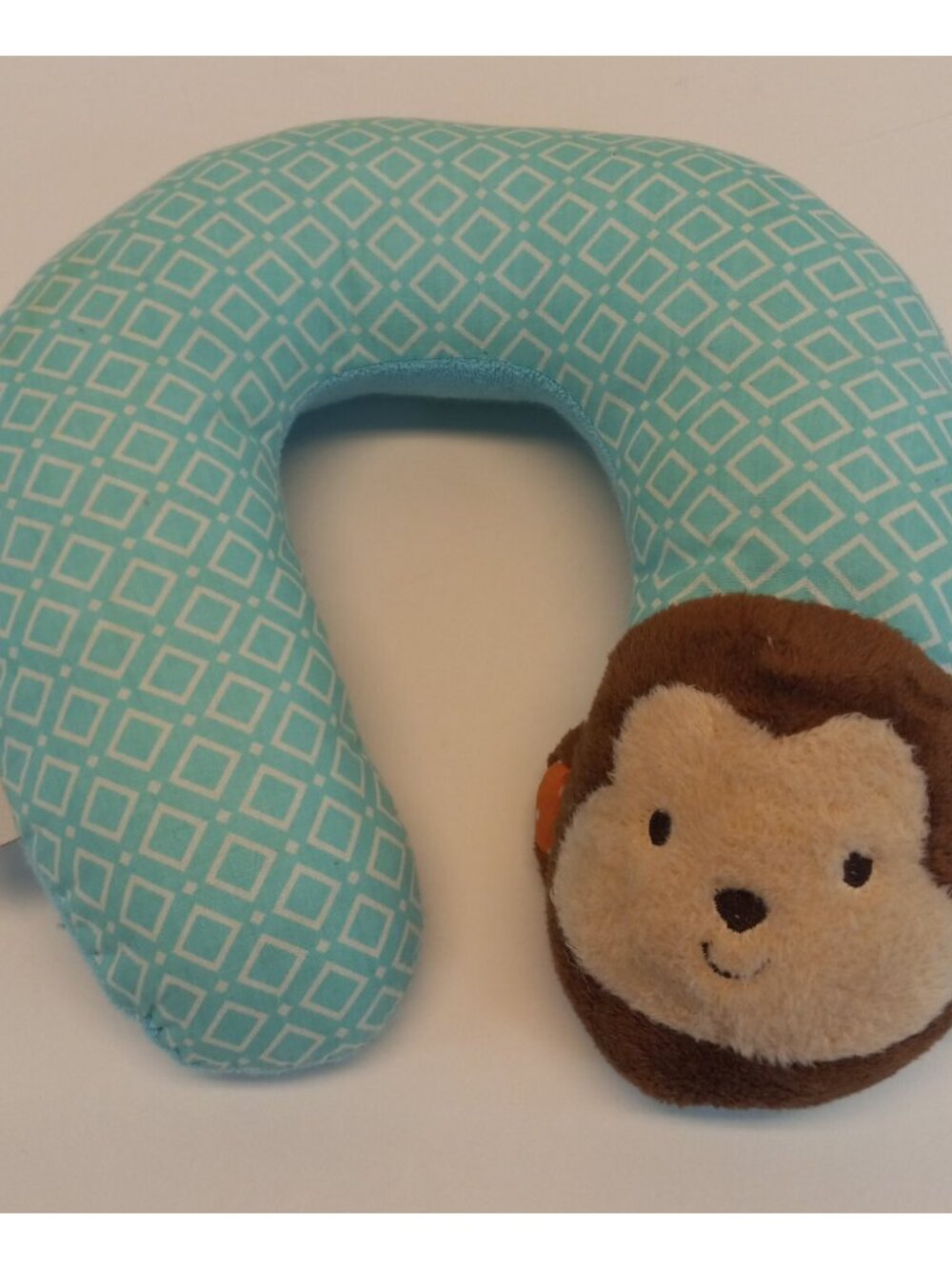 Carter's Child of Mine Neck Travel Pillow Cushion Monkey Face Blue Stuffed Toy